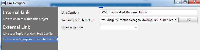 在另一個Microsoft Help Viewer項目中指向主題的鏈接示例