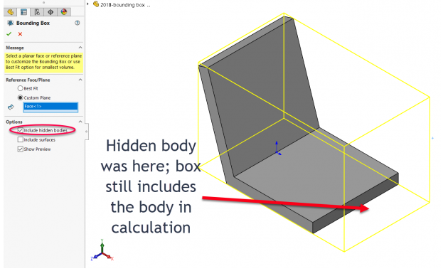 SolidWorks 2018邊界框隱藏主體
