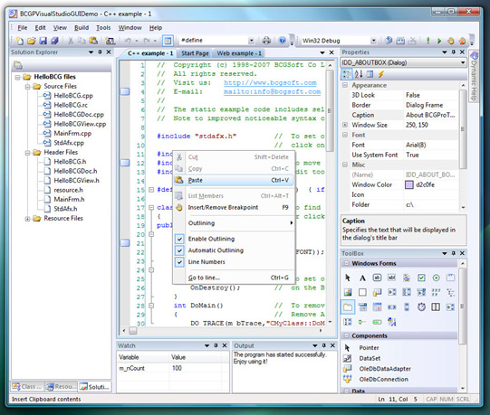 BCGControlBar功能特點(diǎn)詳解 - 類似Microsoft VS 2008的外觀