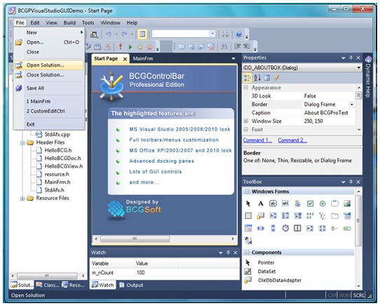 BCGControlBar功能特點(diǎn)詳解 - 類似Microsoft VS 2010的外觀