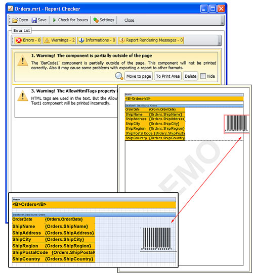 Stimulsoft Reports.Wpf，報表檢測器，數據源，訂單，修復報表